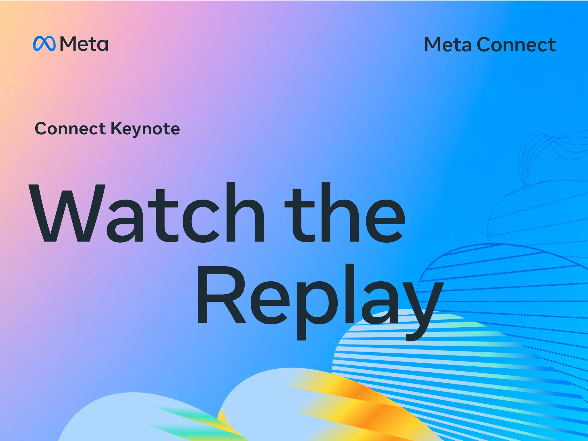 metaConnect promotional graphic with gradient background, metalogo, and the text 'Watch the Replay.'